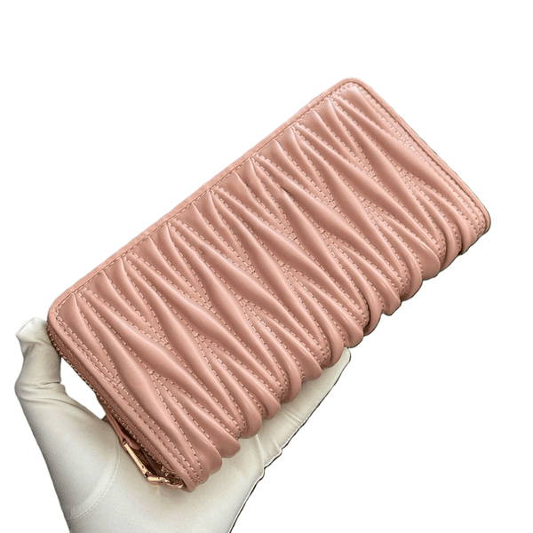 Designer pleated series long wallet, women's leather bag, luxury coin long handbag holder, passport keychain, coin wallet, fashionable handbag