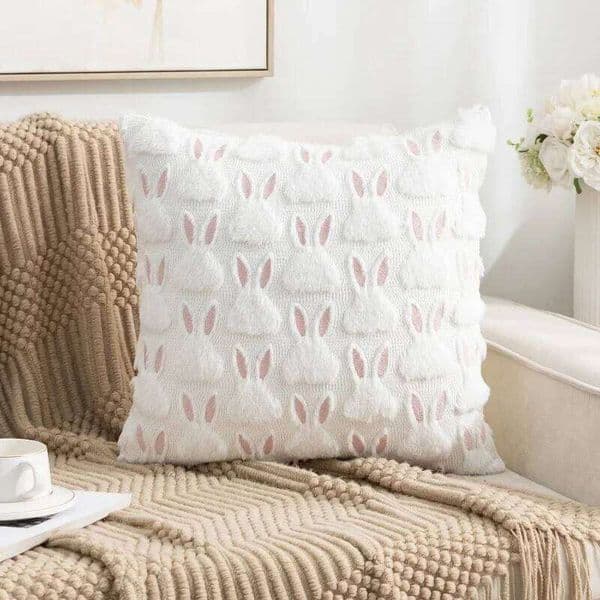 Valentine's Day 45x45cm Easter Rabbit Pillowcase Cozy Sofa Cushion Office Backrest Lumbar Pillow Cover for Stylish Home Bedroom Deco 26H0113