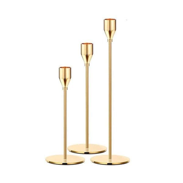 Valentine's Day 3Pcs/Set Chinese Style Metal Candle Holders Simple Golden Wedding Decoration Bar Party Living Room Home Decor Candle 26W0114