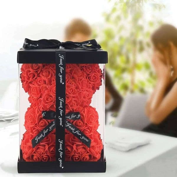 Valentine's Day Fashion Artificial Gifts PE Eternal Rose Bear for Mom Mother's Birthday Valentine's Day Wedding Party Decoration 26Y 26Y0114