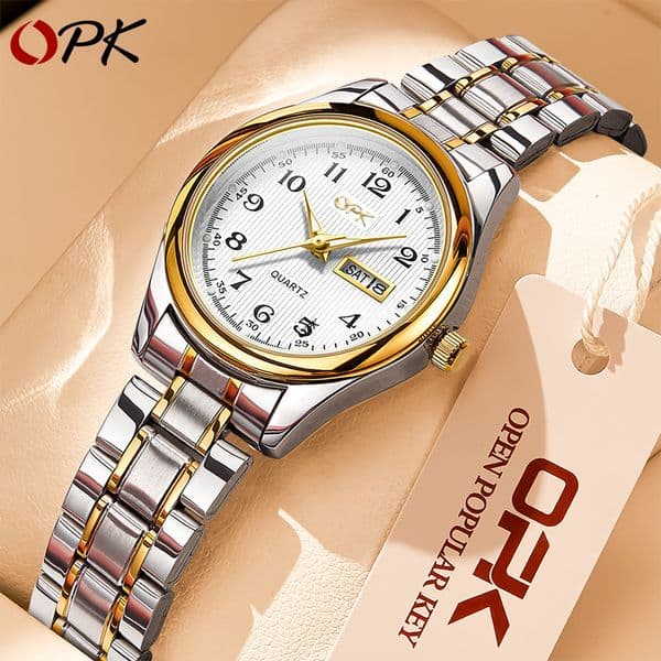 New OPK brand watch, popular in Europe and America, dual calendar quartz watch, women's high-end luxury casual watch