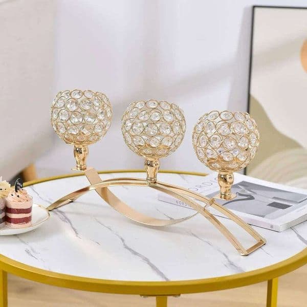 Valentine's Day Crystal Candle Holders Home Decoration, Table Candelabra, Centerpieces for Living Room, Wedding Party, Christmas, 3 26W0114