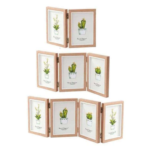 Valentine's Day Rustic Triple Family Picture Hinged Folding Collage Frame 4x6 Three Opening Photo 26H0114