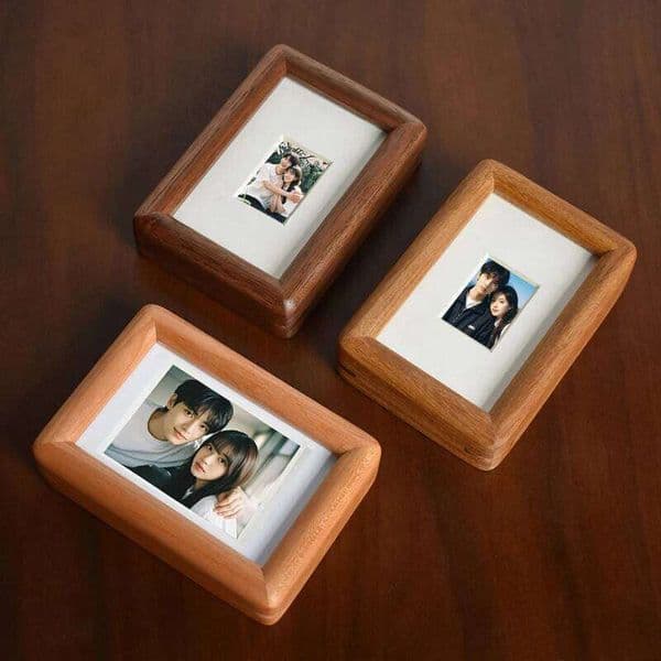 Valentine's Day Teak/Walnut Wood Photo High-grade 3in 4in Wedding Mini Picture Frame Stand for Pictures Home Desktop Decor Gift 26H0114