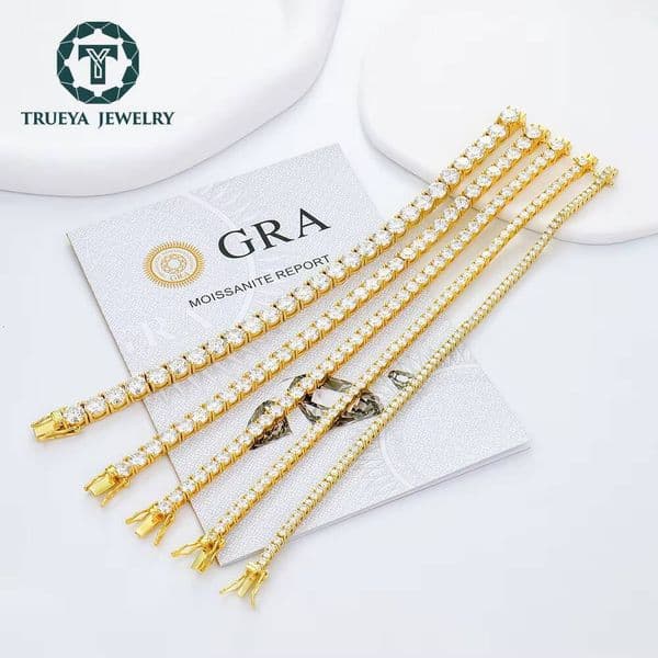 Factory Wholesale 2mm-6mm HipHop Jewelry 925 Sterling Silver D VVS Moissanite Diamond Tennis Chain Bracelet Gift