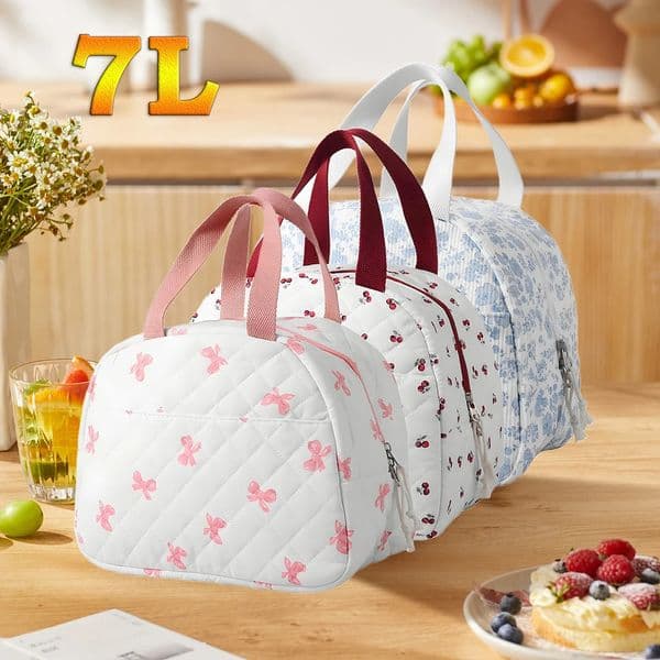 7L Portable Lunch Bags Thermal Insulation Box With Double Zipper Storage Bag Large Capacity School Picnic Handbag 260114