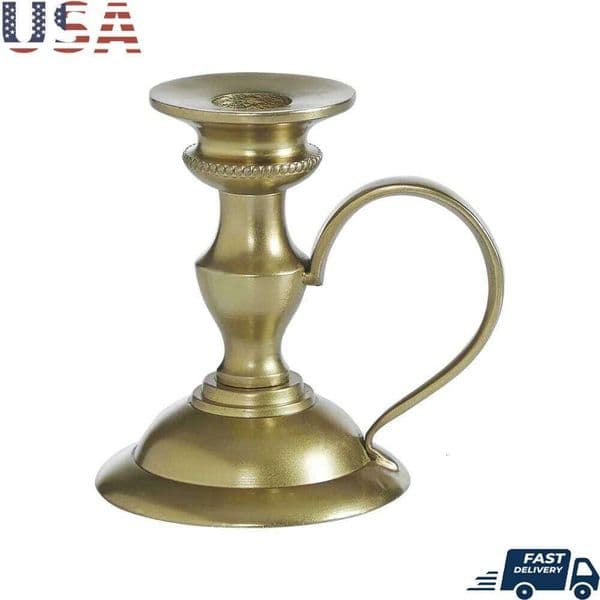 Valentine's Day Gold Metal Taper Candle Holder with Handle 4.5 26W0114
