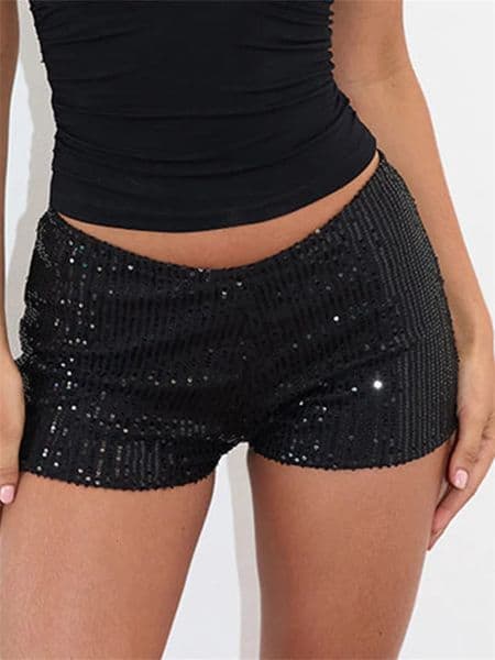 Womens Sequins Shorts Summer Low Rise Elastic Waistband Shorts Streetwear260107BJ