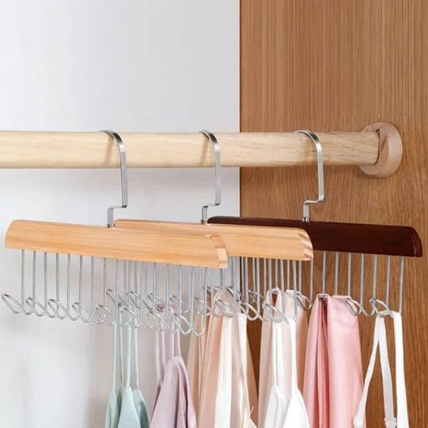 Solid Wood Eight-hook Hanger Multifunctional Underwear Sling Belt Vest Scarf Socks Bedroom Storage Hook ddmythur