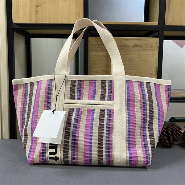 Brand Totes Fashion PVC Woven Bags Casual Shopping Bag Colorful Striped Bag