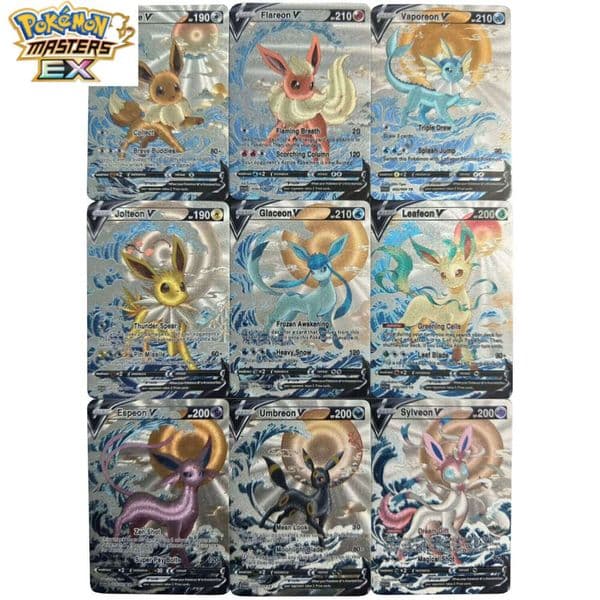 9Pcs/set PTCG English Eeveelution Series Texture Flash Card Self Made Eevee Umbreon Sylveon Classic Anime Collection Cards Toy L260114