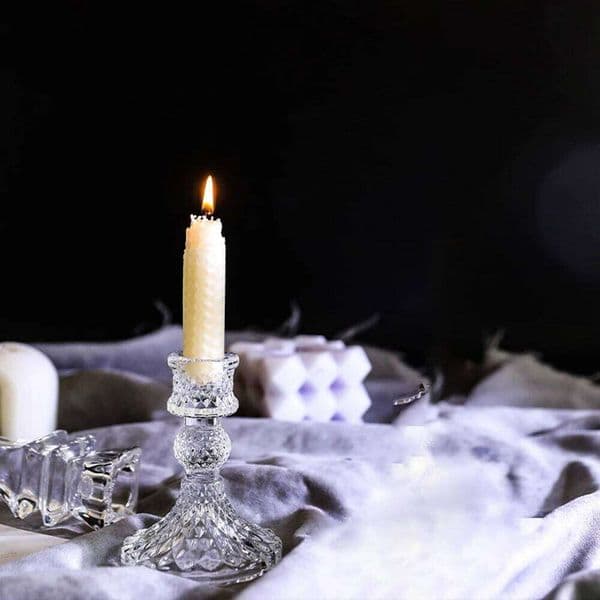 Valentine's Day 1PC Retro Crystal Candle Holder Glass Romantic Candlelight Dinner Wedding Photography Props - Halloween Decorations 26W0114