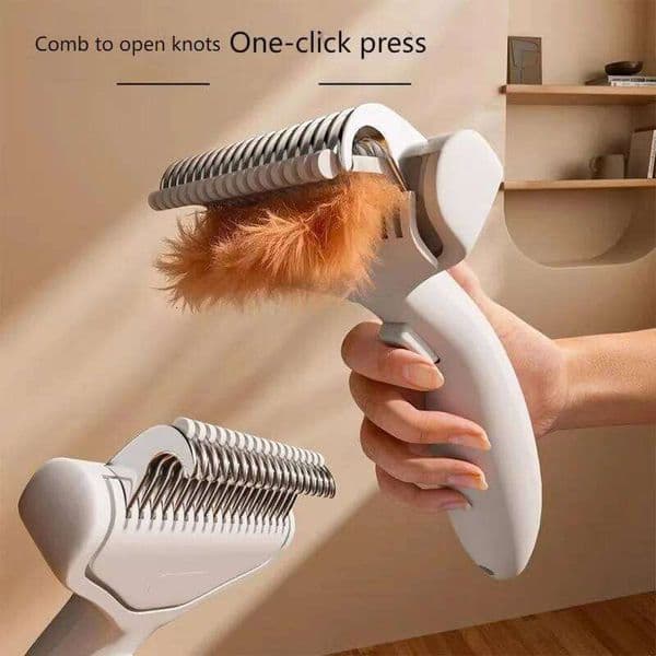 Pet Detangling Comb - Stainless Steel Grooming Tool for Cats & Dogs, Anti-Tangle Shedding Brush with Thinning Function 26W0114