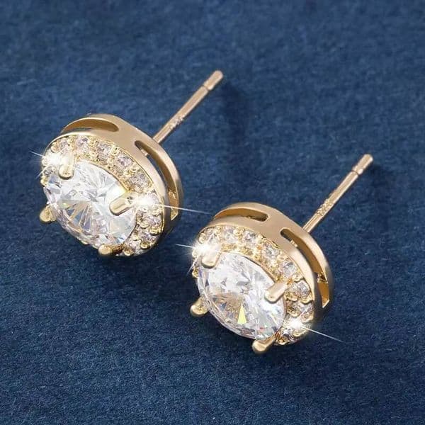 Wholesale Factory Price Custom GRA Certified Vvs Moissanite Diamond 10k 14k 18k Solid 750 575 Gold Stud Earrings for Women