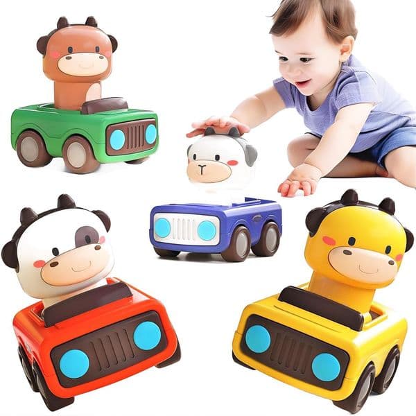 2026 New Iplay Ilearn Press To Go 13 Toddlers Animal Racing Set Baby Push Car Toy Suitable For Months 12 Years Old Bob