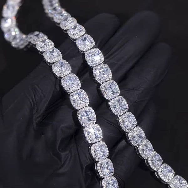 Large Size Moissanite Big Tennis 8mm 12mm 925 Sterling Silver Cuban Link Chain Mens VVS Diamond Necklace