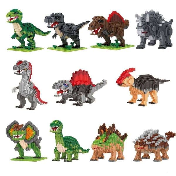 Jurassic Dinosaur Micro Building Blocks Tyrannosaurus Rex 3D Model Triceratops Linkgo Connection Mini Bricks Figure Toys For Kid X260114