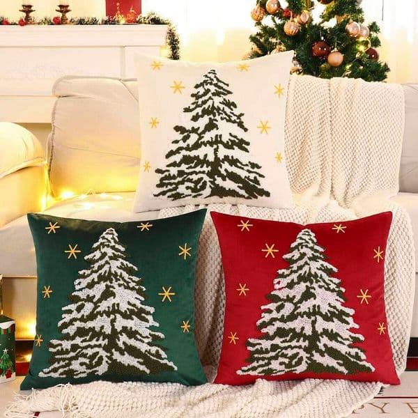 Valentine's Day 1 PC Tree Throw Pillow Cover Velvet Embroidery Snowflake Christmas Decoration Living Room 26H0113 Pillow Case
