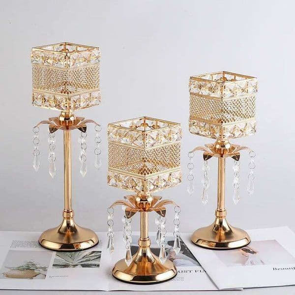 Valentine's Day European Style Electroplated Retro Creative Wedding Prop Iron square Candle Cup Decoration 26Y0114
