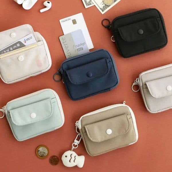 Solid Color Coin Purse Wearresistant Zipper Money Bag Large Capacity Small Wallet Male Female 260114BJ