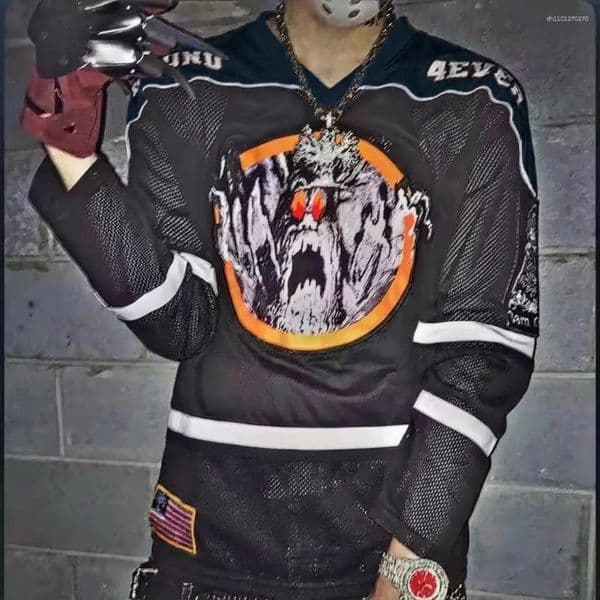 Men's Polos Haunted Mound Y2K Pumpkin Head Embroidered Sweatshirt Clothing Hip Hop Breathable Oversized Pullover Baseball
