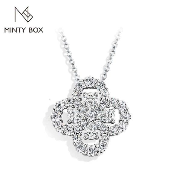 Valentine's Day MINTYBOX S925 Silver Moissanite Loop Full Motif Pendant Diamond White Gold Necklaces for Women Girls Jewelry Gift 26W0114