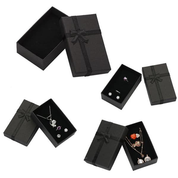32pcs Jewelry Box 8x5cm Black Necklace for Ring Gift Paper Jewellery Packaging Bracelet Earring Display with Sponge 260113BJ