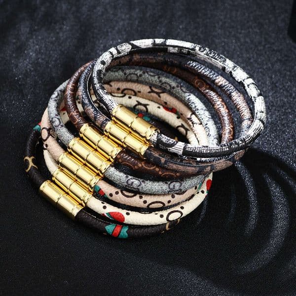 PU Leather Colorful Bracelet Designer Bracelet Couple's Alloy Magnetic Clasp Hand Jewelry Trendy Fashion Jewelry