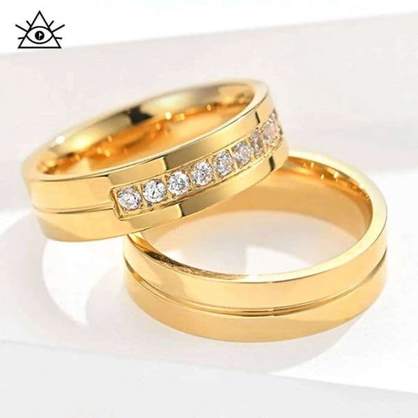 Valentine's Day Stainless Steel Set Drill Wedding Couple Rings for Women Men Lover Anniversary Jewelry Gifts 26W0114