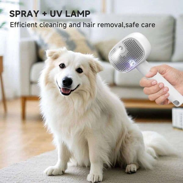 Latest Hot 5-in-1 Pet Steam Massage Brush with UV Sterilizer & Mist Soft Teeth Hair Removal Comb CE FC Certified Easy Clean 26W0114