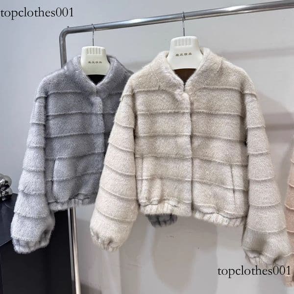 2025 Winter European Stand Collar Short Women's Warm Fur Coat Shearling One-Piece Top Mink Velvet Loose Fit