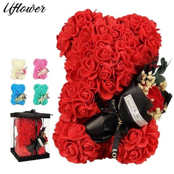Artificial Gift for Women Christmas Valentine's Day Birthday Anniversary Rose Flower Teddy Bear Wedding Party W260114