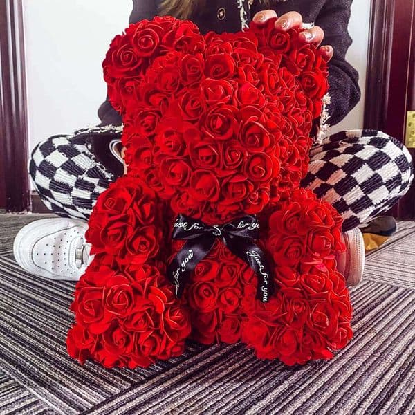 Girlfriend Gifts 25cm/40cm Soap Foam Teddy Rose Bear Artificial Flowers Wedding Birthday Valentines Gift for Women W260114