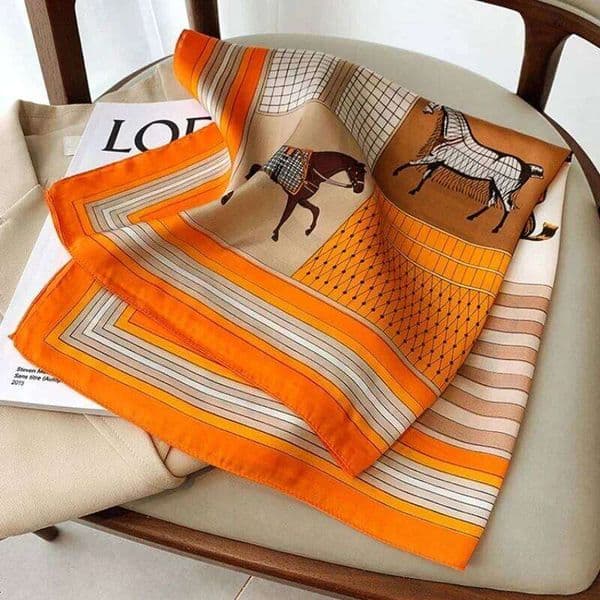 1 piece of 70x70 silated silk satin shawl womens handkerchief printed womens square head blanket Y260525
