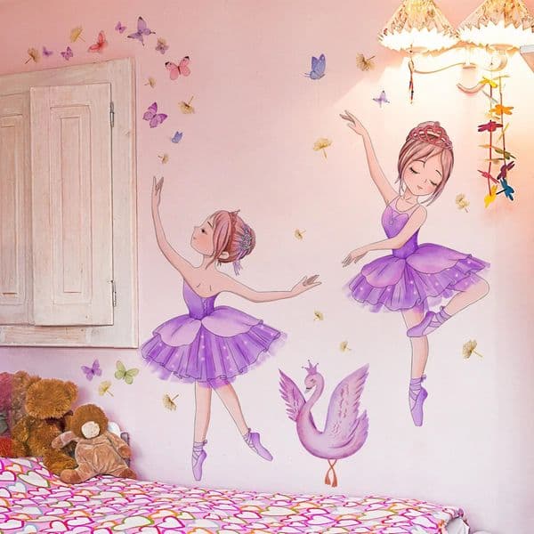 Cute Butterfly girl flower living room decorative stickers Girl Room ren bedroom background wall decorative wall stickers 251213