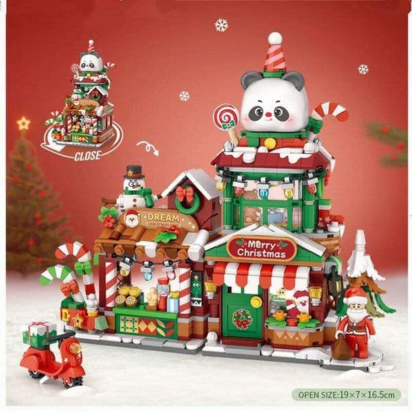 panda Building Blocks toys Ice cream Shop Retail Store Architectures model Assembly Toy Christmas Gifts for Adult X260114