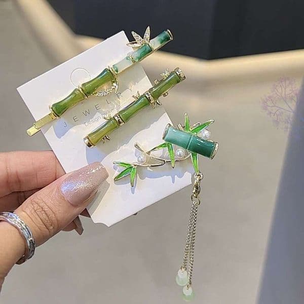 3 pcs/set 2026 New Fashion Chinese Style Hair Clip Bamboo Simple One-word Elegant Hairpin Side Bangs Broken Clip Versatile Hair Accessory Fine Jewelry