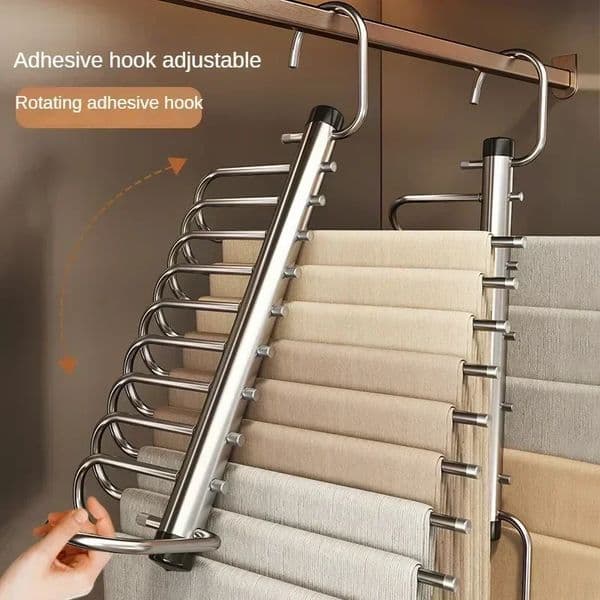 Folding Magic Pants Hangers 59layers Stainless Steel Space Saving Clothes Rack Organizer For Wardrobe Trousers Jeans Scarf 260113