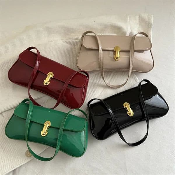 Vintage Faux Oiled Leather Flap Decor Shoulder Underarm Bag For Women Buckle Baguette Tote Suitable for Dating Outing Party 260114
