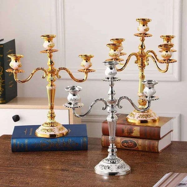Valentine's Day 3 5 Arms Alloy Candlestick - Classic Candle Holder Wedding Centerpieces for Restaurant Hotel Home Candlelight Decora 26Y0114