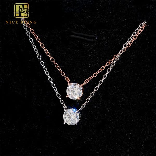 Trendy Women Link Chain Daily Wear Round Brilliant Cut 925 Sterling Silver VVS Moissanite Diamond Women Jewelry Necklace