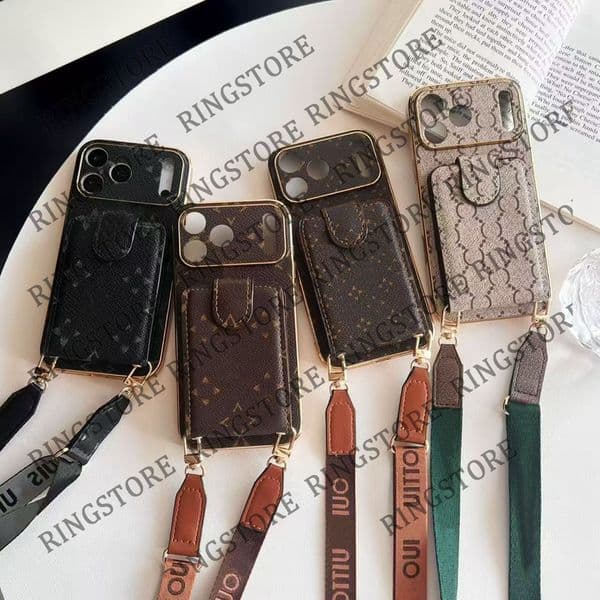 Designer iPhone Phone Case 17 16 Pro Max Beautiful Luxury Leather Card Crossbody Purse 19 18 17promax 16promax 17pro 16pro 15pro 14pro 13pro 15 14 13 Air with Box CR 1207