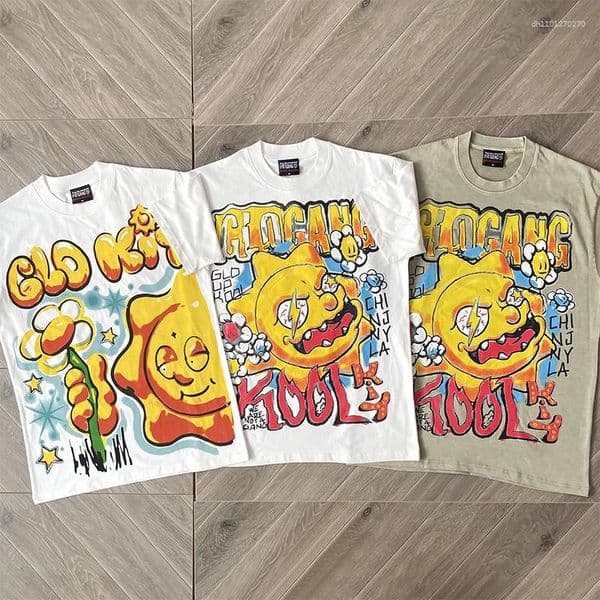 Men's T Shirts Glo Gang Summer Theme Printed Cotton Short-sleeved T-shirt