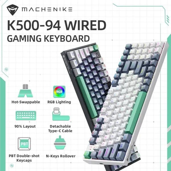 MACHENIKE K500 Mechanical Keyboard Wired Gaming Keyboard K500-B94 Swappable 94 Keys 90 Layout RGB BackLight for PC Laptop 260112