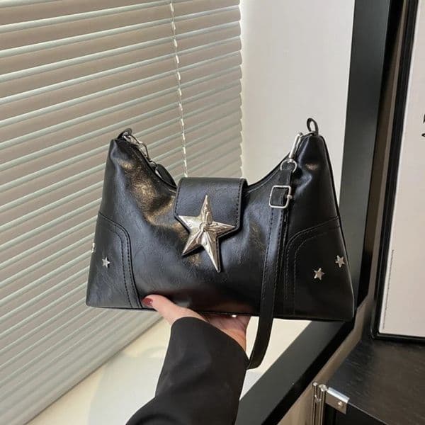 Punk Style Star Women Hobos Shoulder Bags Casual Y2k Cool Girls Pu Crossbody Bag Commuter Female Phone Handbags Purse 260114