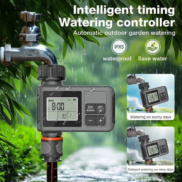 Automatic Watering Device 1/2 Zone Smart Water Timer LCD Display Irrigation Watering System Timed Sprinkler Garden Programmer 260114