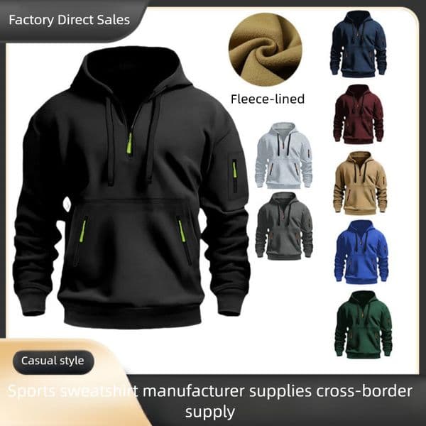 European and American Foreign Trade Cross-Border Spring Autumn Winter Thin Fleece Fashion Sports Style Long Sleeve Pullover Hoodie