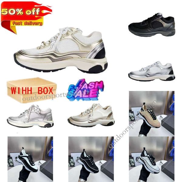 Designer women's shoes luxury leisure platform leather running shoes outdoor travel sequins classic white lace-up women's shoes gold silver black belt frame 35-42