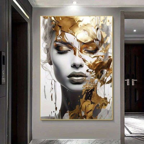 Modern Abstract Woman Face Print Art Posters, Wall arts Canvas Painting, Living Room and Bedroom Decor Cuadros No Framed 26L0115
