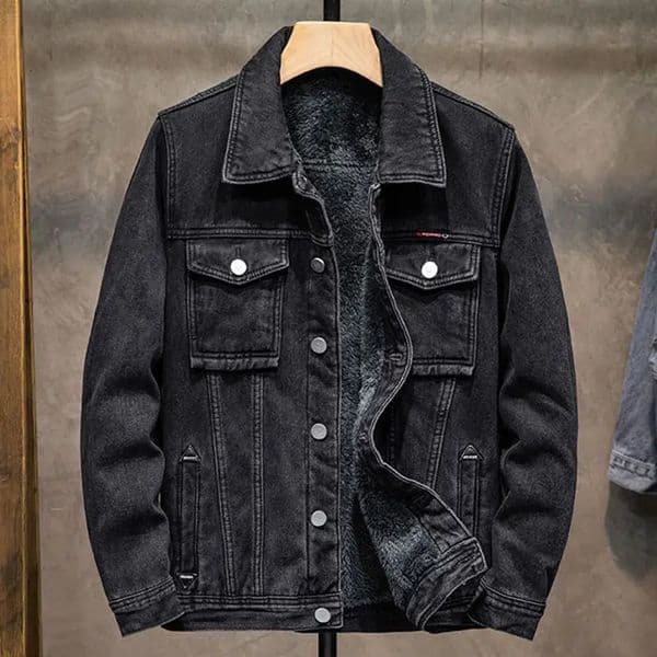 Male Jean Coats Oversize Warm Black Padded Mens Denim Jacket Outwear Japanese Retro Vintage Casual Y2k High Quality Low Cost 260114